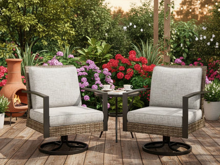 Swivel Rocker Patio Chairs With Cushions, All Weather (Set of 2) - Gray
