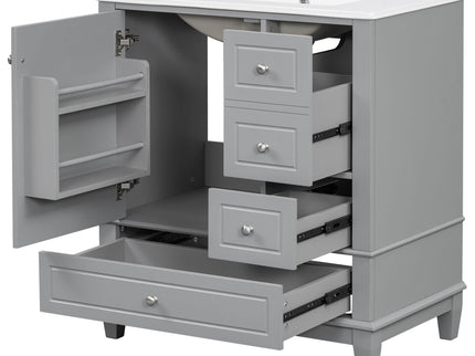 Freestanding Bathroom Vanity With Sink, Soft Close Door, 3 Drawers