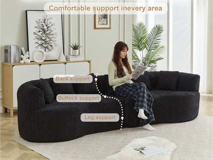 Curved Sectional Sofa With 6 Pillows