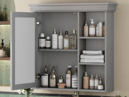 Wall Mounted Bathroom Medicine Cabinet With Mirror And Adjustable Storage With Soft Close Hinges
