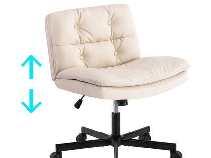 Large Size Swivel Home Office Desk Chair Armless Office Room Chair - Beige