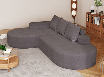 Modern Curved Sofa, L-Shaped Modular Sectional Set With 3 Pillows