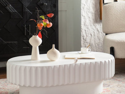 Fluted Storage Table With Lift Off Lid - Cream White