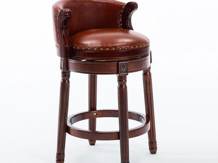 Seat Height 26'' Cow Top Wooden Bar Stool, 360 Degree Swivel Bar Height Chair With Backs For Home Kitchen Counter