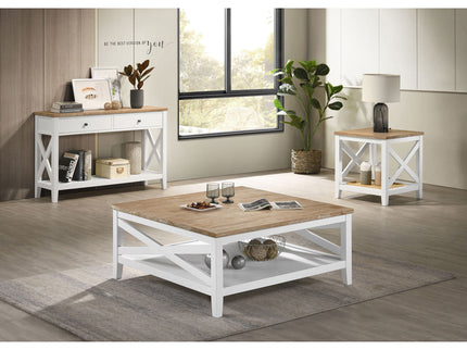 Evanston - Square Coffee Table With Shelf - White