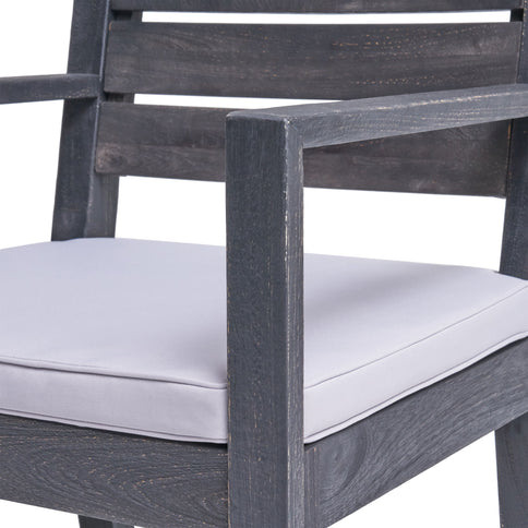 Outdoor 6 Seater Dining Set With Bench - Dark Gray / Light Gray