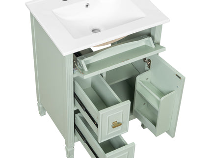 Modern Bathroom Vanity With Sink, Flip Drawer, 2 Drawers, Adjustable Shelf