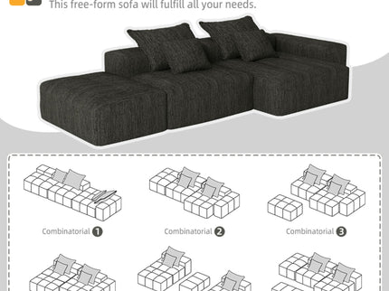 Modern Oversized Diy Combination Modular Sectional Sofa With Pillows