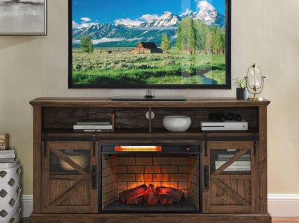 Infrared Quartz Heater Fireplace Insert -Woodlog Version With Brick