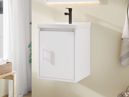 20" Floating Bathroom Vanity Combo With Wall Cabinet, Ceramic Sink & Soft Close Doors - White
