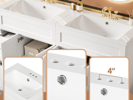 Bathroom Vanity With 2 Doors, 2 Drawers, Adjustable Shelf, Hidden Slides & Soft Close Hinges