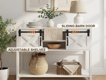 Farmhouse Entryway Table With Sliding Barn Door