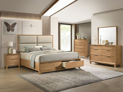 1 Piece 2 Drawer Nightstand - Natural Wood