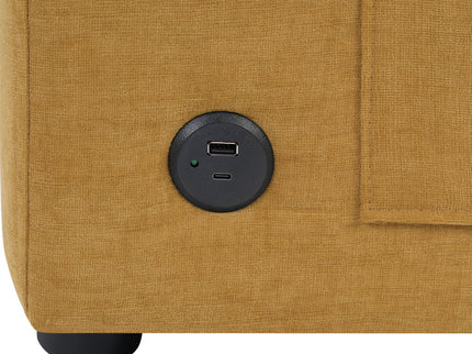 Modern L-Shaped Sectional Sofa With Curved Chaise, USB Ports, And Side Storage Pockets