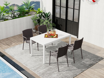 4 Piece Stackable Single Chairs With Vertical Stripe Design For All Weather
