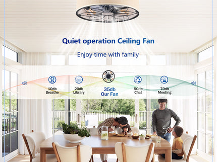 Lotus Bladeless Ceiling Fan With Remote Control For Living Room - Matte Black