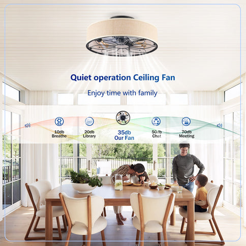 Lotus Bladeless Ceiling Fan With Remote Control For Living Room - Matte Black
