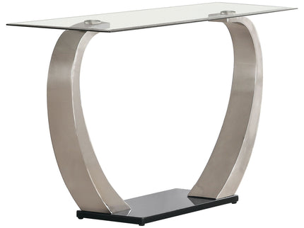 Lana - Satin Glass Top Base Console Table - Silver