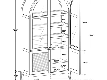 Kimpton - 4 Door Dining Display Cabinet - Beige