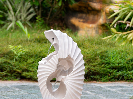 Abstract Water Fountain With Base With Light, For Indoor And Outdoor - White / Blue