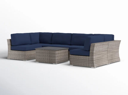Wicker Sectional Sofa With Cushions And Table