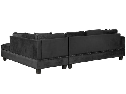 Modern Sectional Sofa With Storage Ottoman, L - Shape Couch With 2 Pillows And Cup Holders