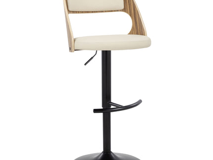Cecina - Contemporary Adjustable Barstool With Swivel With Rounded T Footrest (Set of 2) - Black / Zebra / Cream