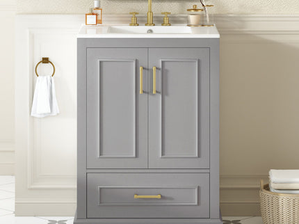 Bathroom Vanity With Sink, 1 Divided Drawer And 2 Soft Close Doors With Double Shelf