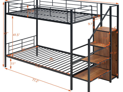 Bunk Bed With Lateral Storage Ladder And Wardrobe