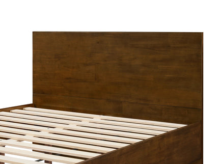 Queen Size Platform Bed Frame With Footboard Storage - Walnut