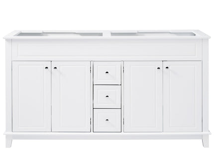Bathroom Vanity Cabinet Only, 3 Drawers & 4 Doors & Double Layer Shelves - White