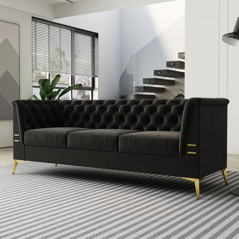 Luxurious Sofa With Legs, Modern Chesterfield Design, Tufted Upholstery, 3 Seat Couch For Living Room And Office