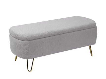 Storage Ottoman Bench For End Of Bed Legs, Modern Camel Faux Fur Entryway Bench Upholstered Padded With Storage For Living Room Bedroom