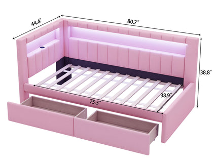 Upholstered Platform Bed With USB Ports And LED Belt