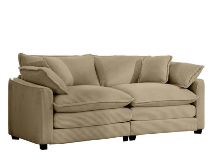 Modern 2 Seater With 4 Pillows, Upholstered Deep Seating Loveseat