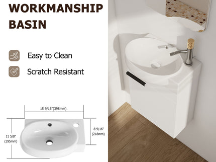 Wall Mounted Bathroom Vanity With Sink And Storage Rack, Soft Close Doors
