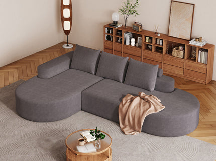 Modern Curved Sofa, L-Shaped Modular Sectional Set With 3 Pillows