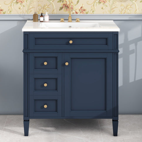 Bathroom Vanity With 2 Drawers And Tip-Out Drawer, Storage Cabinet