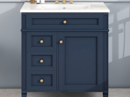 Bathroom Vanity With Top Sink, Storage Cabinet With 2 Drawers, Tip Out Drawer