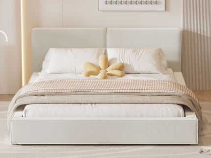 Upholstered Platform Bed, Grounded Bed With Solid Frame