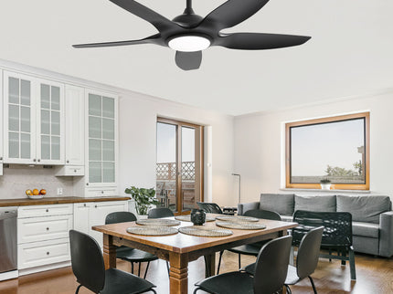 Ceiling Fan With Dimmable LED Light And Remote Control, 5 Blades DC Motor - Black