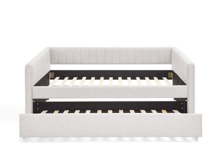 Upholstered Daybed With Trundle With Vertical Stripes