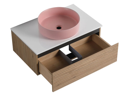 Wall Mounted Bathroom Vanity With Art Sink & 1 Soft Close Drawer