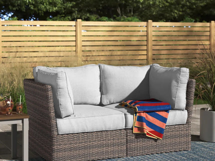 Modern Patio Wicker Loveseat With Cushions
