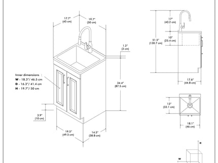 Darwin - Deluxe Laundry Cabinet With Pull-Out Faucet And Stainless Steel Sink