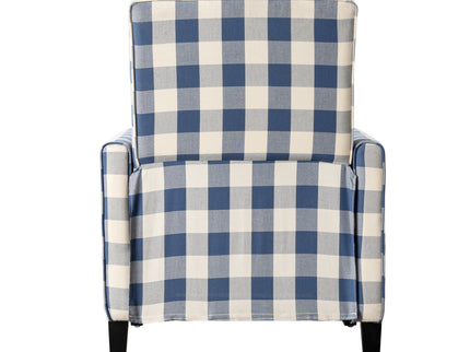 Buffalo Plaid Push Back Recliner Chair For Living Room - Blue / White