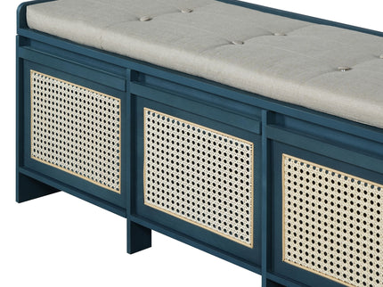 Entryway Shoe Bench With Drawers & Button Tufted Cushion