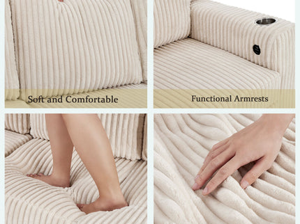 L-Shaped Sofa With Pull Out Sofa Bed With USB