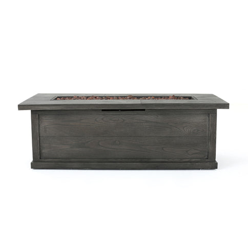 Transitional Rectangular Outdoor Propane Fire Pit With 50, 000 Btu