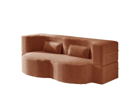 Modern Floor Sofa With 2 Pillows, Convertible Twin Size Folding Mattress For Living Room